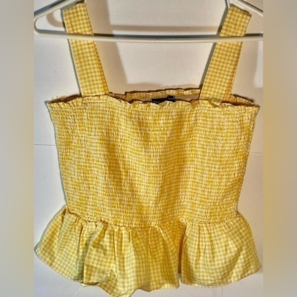 SHEIN YELLOW GINGHAM PLAID TANK TOP SIZE M US 6